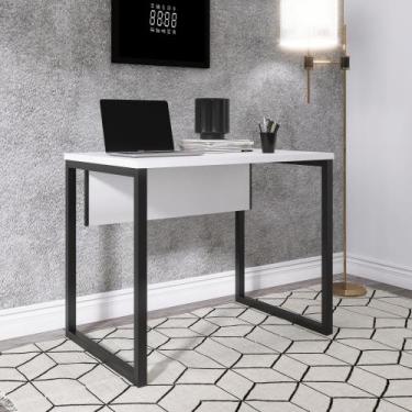 Imagem de Escrivaninha M90/60P25TUB 90cm Industrial Branco e Preto Cinza - Pandi