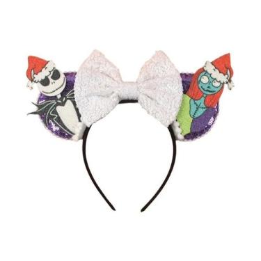 Imagem de Tiara De Orelhas De Rato Para Mulheres Com Lantejoulas E Laço, Acessór