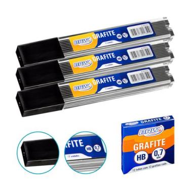 Imagem de Kit 3 Tubos de Grafite HB 0,7mm para Lapiseiras, Desenho, Escrita e Us