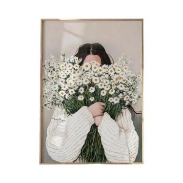 Imagem de Pôster De Arte Abstrata De Mulher Com Flores, Estilo Japandi Minimalis