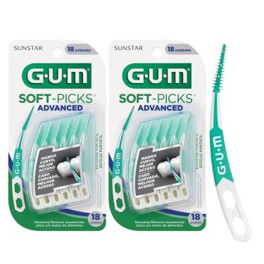 Imagem de Kit Palito Interdental Gum Soft Picks Advanced Alongado Cabo Curvado com Estojo Portátil 36UN