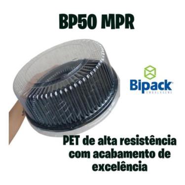 Imagem de Embalagem Bolo Torta Bipack Bp50 A Preta Tampa Alta 50 Un Transparente