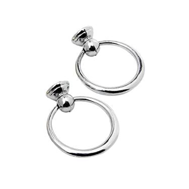 Imagem de 2 pcs anel botões gavetas gavetas maçanetas modernas porta de moda puxar ouro mobiliário de prata hardware 37mm Único furo zinco liga de zinco YYDFPIIA (Color : Bright)