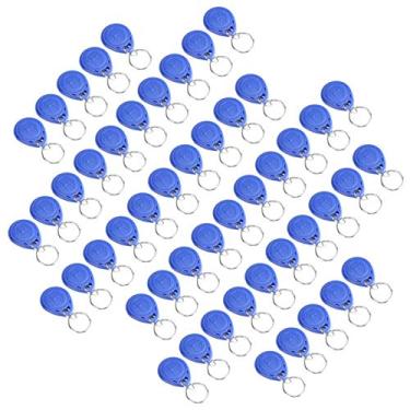 Imagem de Zyyini Chaveiro com 50 peças, 125 kHz EM4100 cartão de identificação, cartão de identificação com chaveiro, etiqueta de cartão IC compatível com todos os controles de acesso ID/IC (ID, preto)