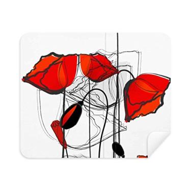 Imagem de Red Flowers Art Line Pintura milho Pano de limpeza de tela, 2 peças, tecido de camurça