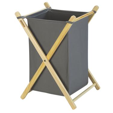 Imagem de Cesto Tramontina Multiuso 91757251 com Estrutura em Madeira Maciça e Tecido de Algodão Cinza - 42L