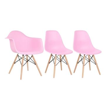 Imagem de Kit 1 cadeiras Eames DAW com braços + 2 cadeiras Eiffel DSW