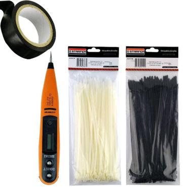 Imagem de Kit Eletricista Abraçadeiras Fita Teste Voltagem Starfer