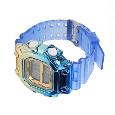 Imagem de Relógio digital, relógios de estudante de ouro azul Material PU para atividades de lazer ao ar livre