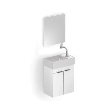 Imagem de Gabinete Celite para Banheiro com Lavatório e Espelheira Saveiro 22x40cm Branco