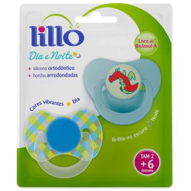 Imagem de Kit com 2 Chupetas Lillo Dia e Noite 604320 Tam.2 – Azul