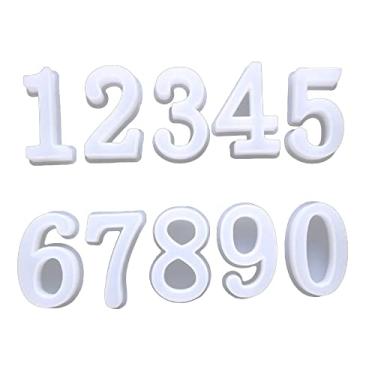 Imagem de Molde de silicone de números grandes de 8,9 cm, 10 peças jumbo número 0 a 9, molde de resina digital 3D, molde faça você mesmo para resina, fundição para decoração de casa, decoração de festa, ornamentos de artesanato de arte