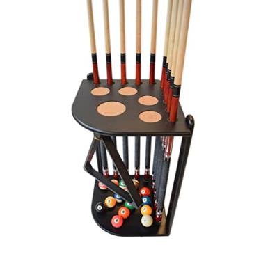 Imagem de Han Delta 10 tacos de piscina - Bastão de taco de bilhar - Suporte de taco de canto de luxo - comporta 10 tacos e conjunto de bolas de piscina (várias cores disponíveis) (preto)