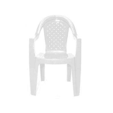 Imagem de Kit 04 cadeiras de plástico resistente com braço branco