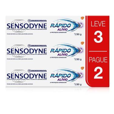 Imagem de Kit Creme Dental Sensodyne Rápido Alívio 90g - Leve 3 Pague 2