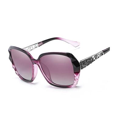 Imagem de Óculos de sol feminino Bestgift polarizador proteção UV roxo armação, Moldura roxa