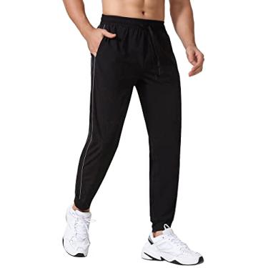 Imagem de Tingpai Calças de moletom masculinas com bolsos ti s refletivas pa corrida e exercícios atléticos pa corrida