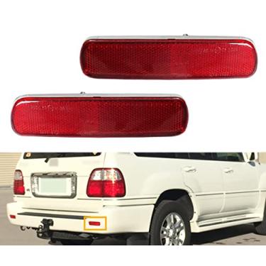 Imagem de JESYMBX 1 par de para-choque traseiro esquerdo e direito para-choque traseiro para-choque traseiro lâmpada de neblina refletor lâmpada de parada para Toyota Lexus LX470 1998 1999 - 2007 vermelho