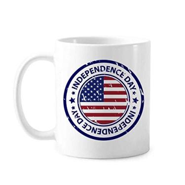 Imagem de Caneca de cerâmica com bandeira do Dia da Independência dos EUA em cerâmica para café e porcelana