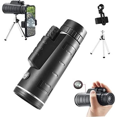 Imagem de Telescópio monocular 10x50 para celular Bússola de alta potência para adultos Telescópio de mão com suporte para telefone e tripé para observação de pássaros