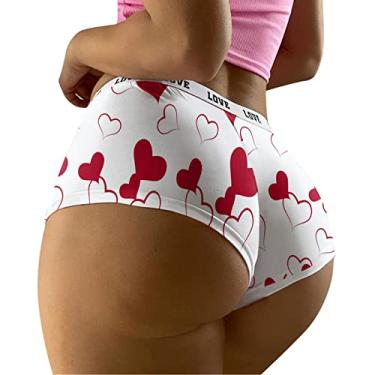 Imagem de Peça 1 roupa íntima feminina lingerie com estampa sexy calcinhas de cintura baixa calcinhas femininas bonitas tiras de corte alto femininas (rosa choque, M)