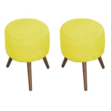 Imagem de Kit 2 Puff Redondo Paola Suede Amarelo - JRV Móveis