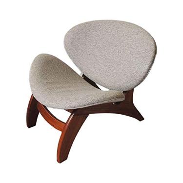 Imagem de Poltrona Estofada Para Sala Pérola Decorativa 76 Cm Pés Madeira Linho Rústico Cinza Claro L62 - RMI