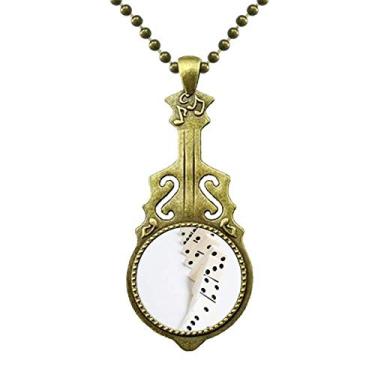 Imagem de DIYthinker Colar Pai Gow Domino Gambling Photo Necklace Antique Guitar Jewelry Music Pendant