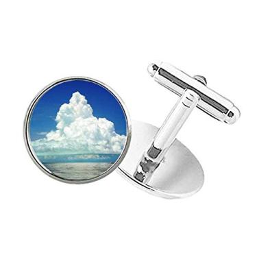 Imagem de DIYthinker Abotoaduras com clipe de botão redondo com imagem da natureza ciência da água do oceano