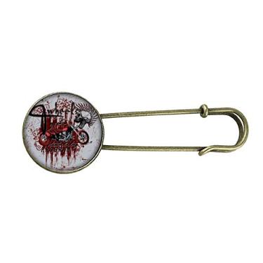 Imagem de Graffiti Street Culture Bloody Skeleton Motor Broche de Metal Retrô Joia