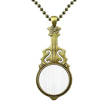 Imagem de DIYthinker Colar de fundo de madeira branca com estampa de veias de guitarra antiga, pingente de música