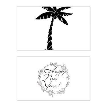 Imagem de Planta Coqueiro Preto Contorno Ano Novo Festival Cartão de felicitações Mensagem de Abençoamento Presente