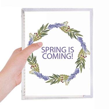 Imagem de Guirlanda redonda Caderno de plantas de flores azuis Folhas soltas Diário Recarregável Diário Papelaria