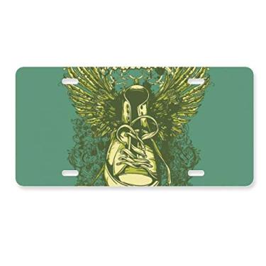 Imagem de DIYthinker Alpargatas de lona, estampa de ilustração, placa de carro, acessório de aço inoxidável