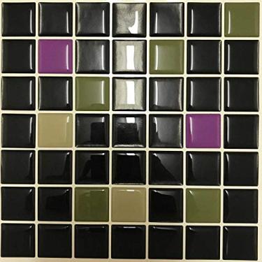 Imagem de Pastilha Adesiva Preta Verde Lilás Resinada Kit 4 Placas