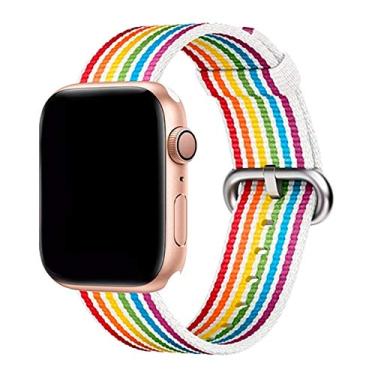 Imagem de Pulseira Nylon, compatível com Apple Watch (Branco Pride, 42/44/45)
