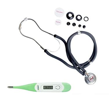 Imagem de Estetoscópio Duplo Adulto E Infantil Com Termometro Digital (Grafite)