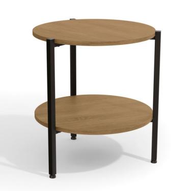 Imagem de Mesa Lateral Redonda Naym Freijó e Preta
