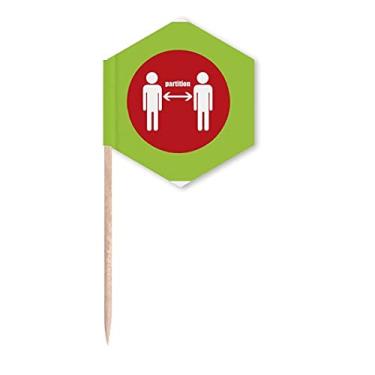 Imagem de Bandeiras de palito de dente Keep Away Safe Distance, palitos de cupcake, festa comemoração