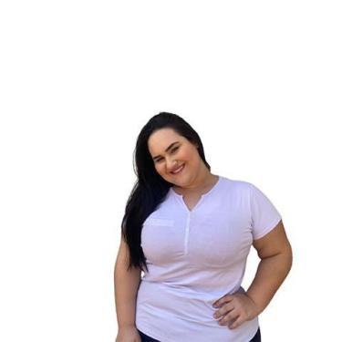 Imagem de Camiseta Plus Size Feminina Fresquinha Decote Botão Moda Até G4 - Di G