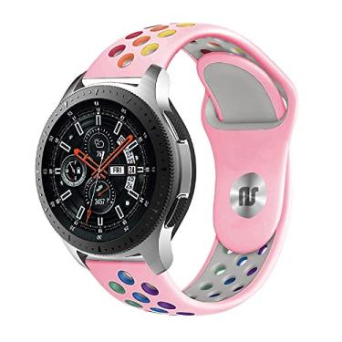 Imagem de Pulseiras esportivas NSmart Smartwatch 22mm ou 20mm compatível com Samsung Galaxy Watch 3 45mm - 41mm - Galaxy Watch 46mm - Gear S3 Frontier - Amazfit GTR 2 / GTR 3 / GTS / GTS 2 / GTS 3 / GTS mini - Stratos 2 / Stratos 3 - Pace - Hawei GT - Nandos_Store (22mm, Rosa corlorful)