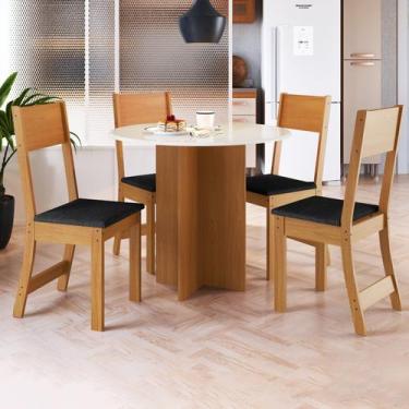 Imagem de Conjunto Sala De Jantar 1 Mesa 4 Cadeiras Malta Indekes