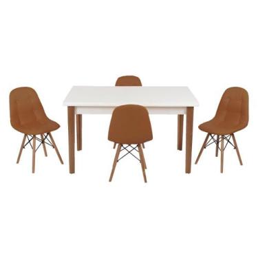 Imagem de Conjunto Mesa De Jantar Luiza 135cm Branca Com 4 Cadeiras Botonê - Mar