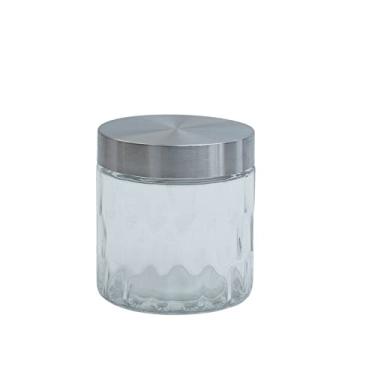 Imagem de Pote bolhas 800ml de vidro com tampa inox redondo - Mozcada