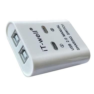 Imagem de Portátil USB 2.0 Manual Compartilhamento de Transmissão Estável Plugue Divisor Hub KVM Switch, Branco