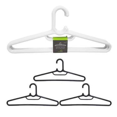 Imagem de Cabide Roupa Acrilico Preto/Branco Master 3 Pecas 44,5X18Cm