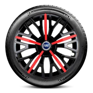 Imagem de Calota 4510 Fiat Aro 14 Preta Vermelha Triton Escolha carro