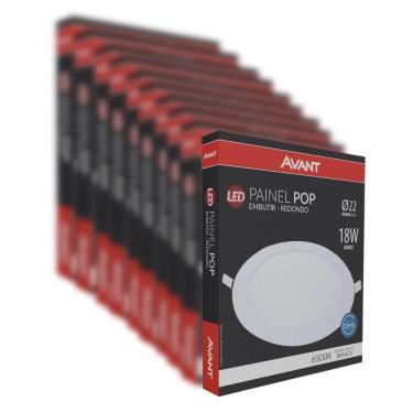 Imagem de Kit 18 Plafon Pop de Embutir 22x22cm Avant 18W 6500K Bivolt Luz Branca - Redondo