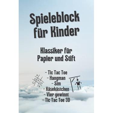 Imagem de Spieleblock für Kinder: Klassiker für Papier und Stift | Tic Tac Toe, Hangman, Sim, Käsekästchen, Vier gewinnt, Tic Tac Toe 3D