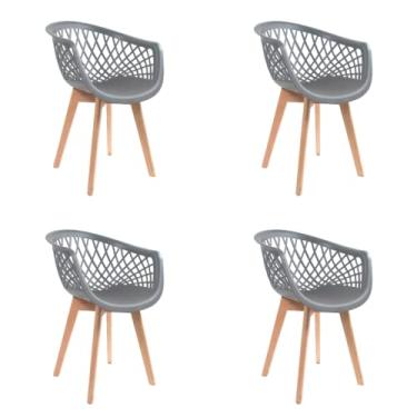 Imagem de Kit 4 Cadeiras Eames Design Wood Web Cinza